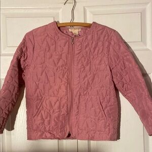 Sweet Stories Dusty Pink Butterfly Quilted Zipped Girls Jacket M (10/12) Yrs